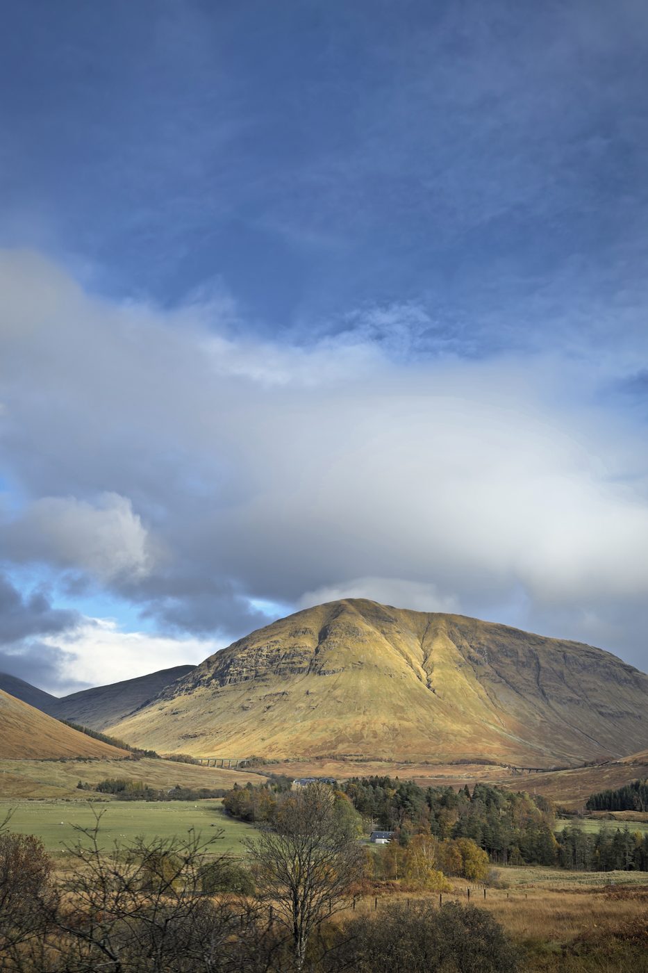 Sunlit peak, Scottish Highlands